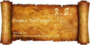 Komka Sándor névjegykártya