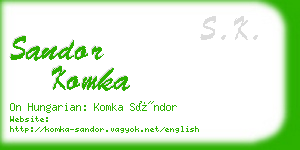 sandor komka business card